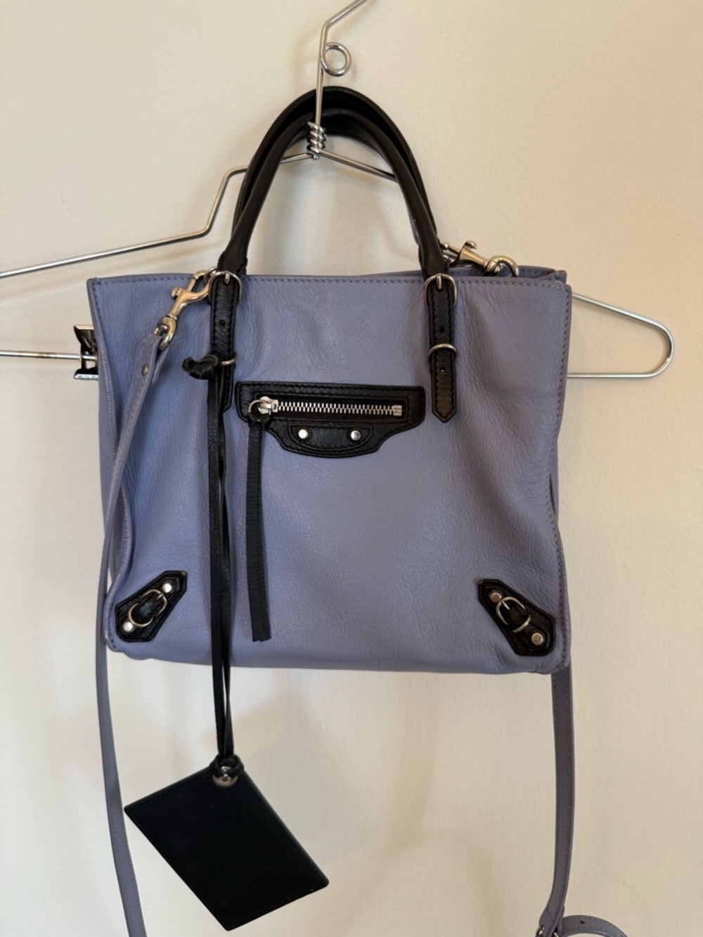 Balenciaga Lavender Papier A4 Bag with Black Trim and Silver details